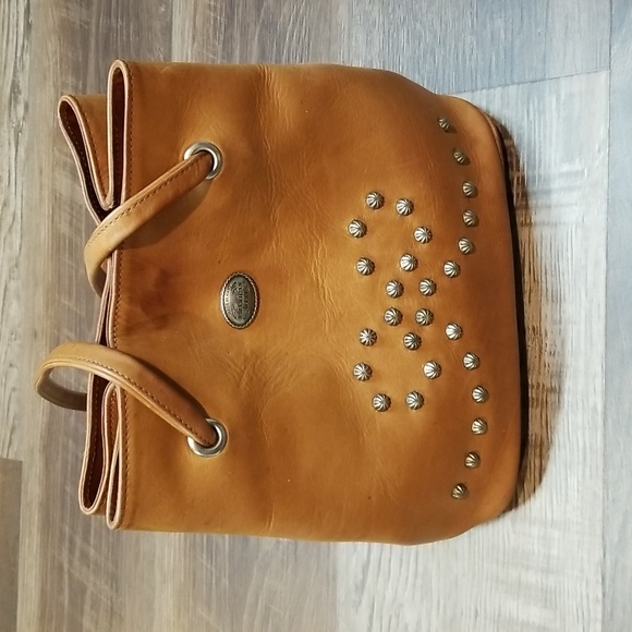 American West leather handbag. Bow front bag. - Picture 7 of 12